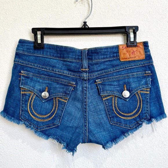True Religion Pants - True Religion Blue Jean Shorts with Gold Stitching